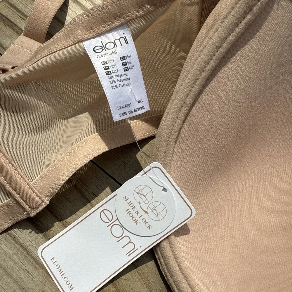 NWT Elomi 42H Beige Bra EL 4300SAH Underwire‎ Movable Straps